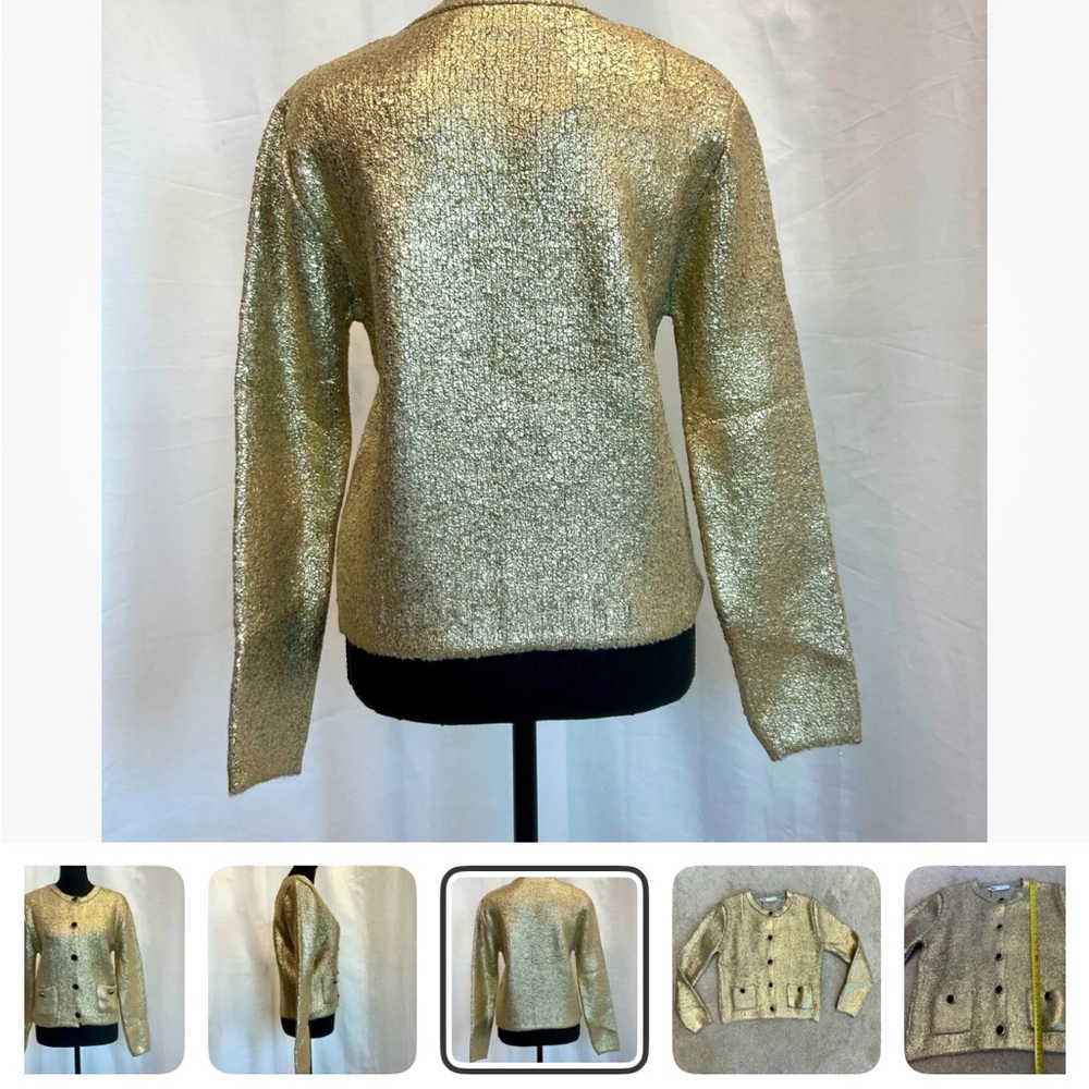 Zara Gold foil Button-Up sweater - Picture 4 of 9